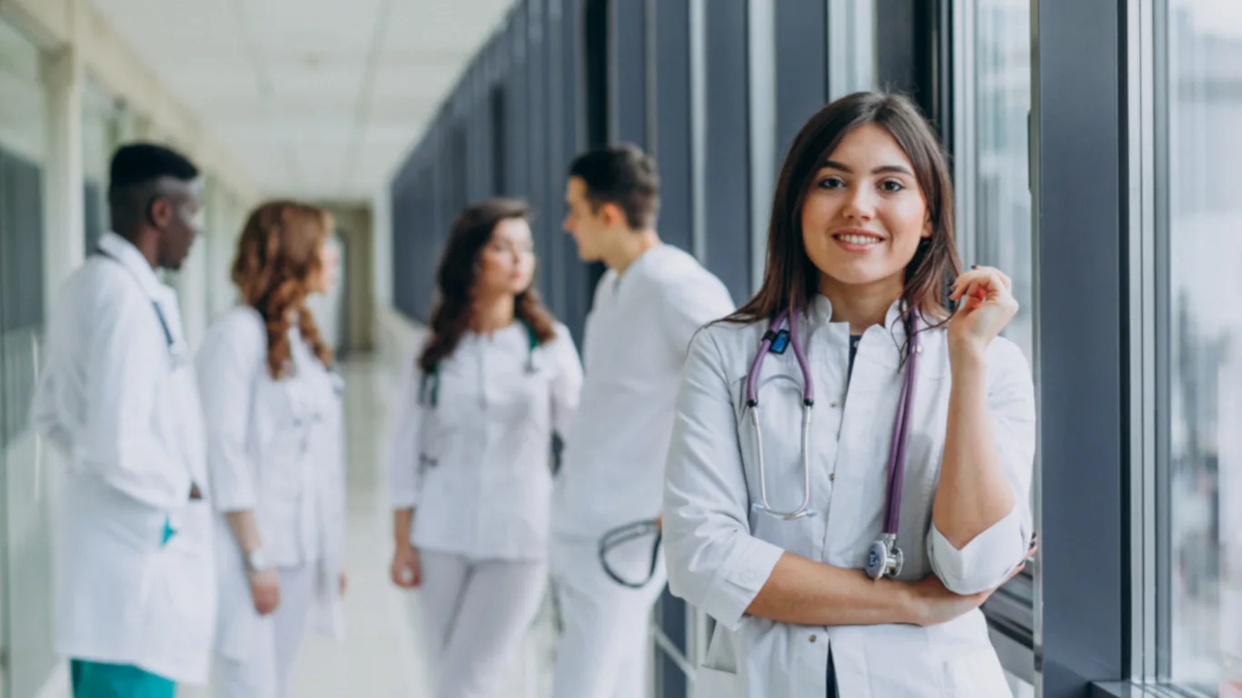 young female doctor standing in the corridor of the hospital